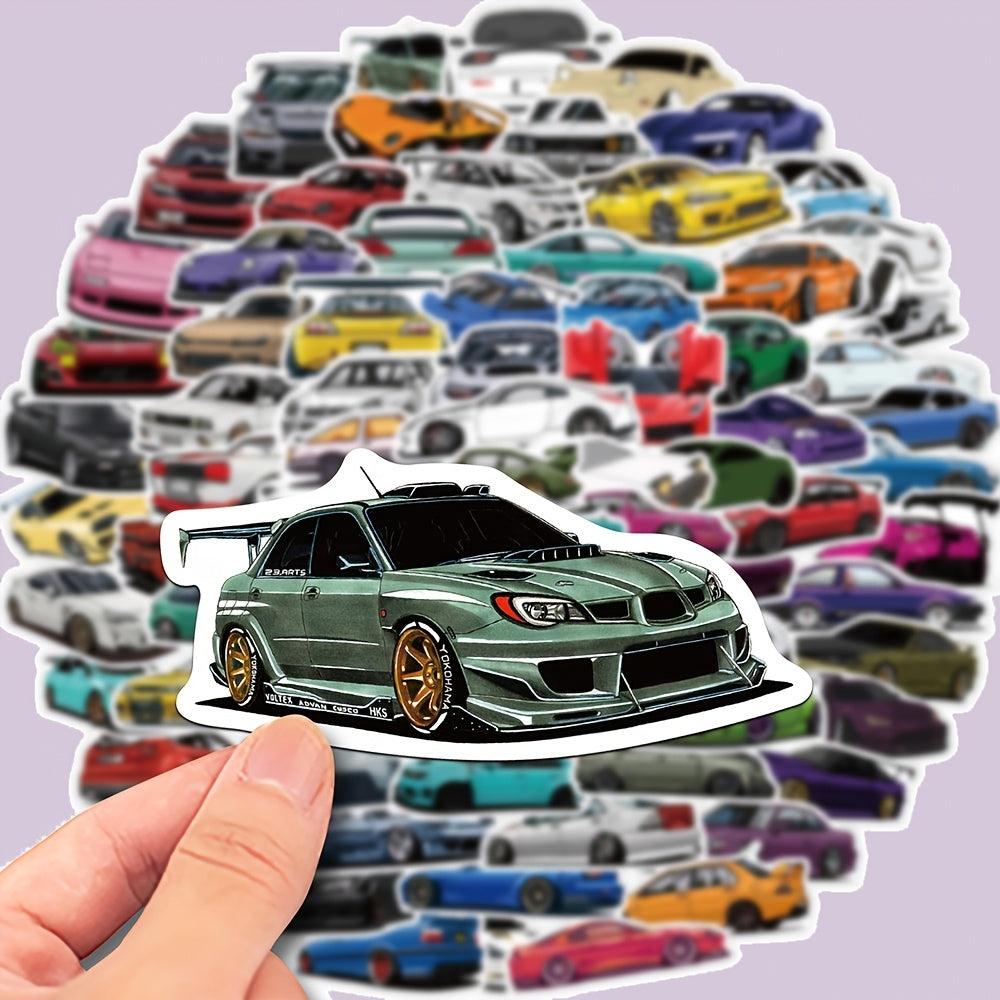 TEMU 100pcs Pvc Car Decal Stickers, Assorted Sports Car , Durable Adhesive For Laptop, Luggage, Notebook, Water Bottle, Helmet Decoration