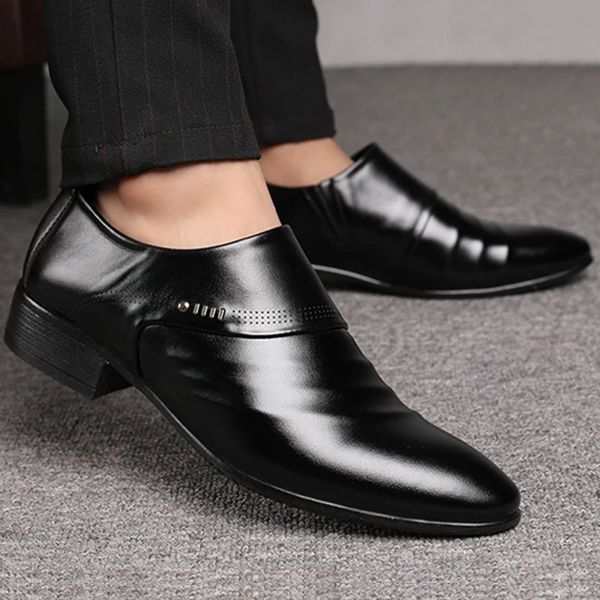 Men Shoes Casual Fashion Mens Dress Shoes for Male Party Sneakers Plus Size Slip on Black Leather Loafer Sapato Social Masculino 241014