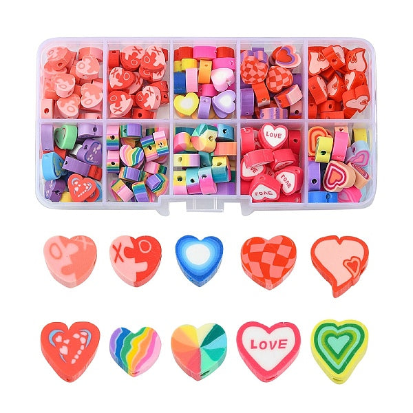 200Pcs 10 Styles Handmade Polymer Clay Beads