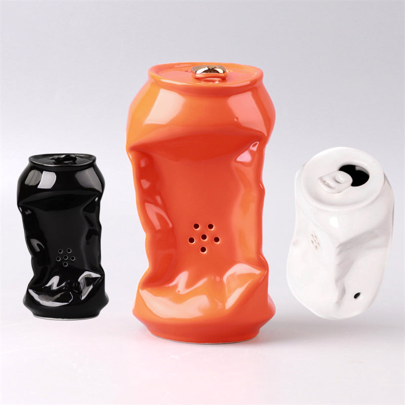 Ceramic Soda Pop Can Smoking Tobacco Pipe Handmade Ring Pull Can Pot Pipes Orange Black White Colors