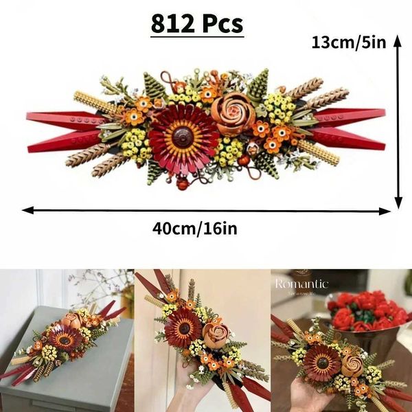 Blocks Blocks Icon 10311 10313 10314 10328 10298 40524 40460 40461 40464 Artificial Flowers Orchid Plants Building Mothers Day Gift H241116