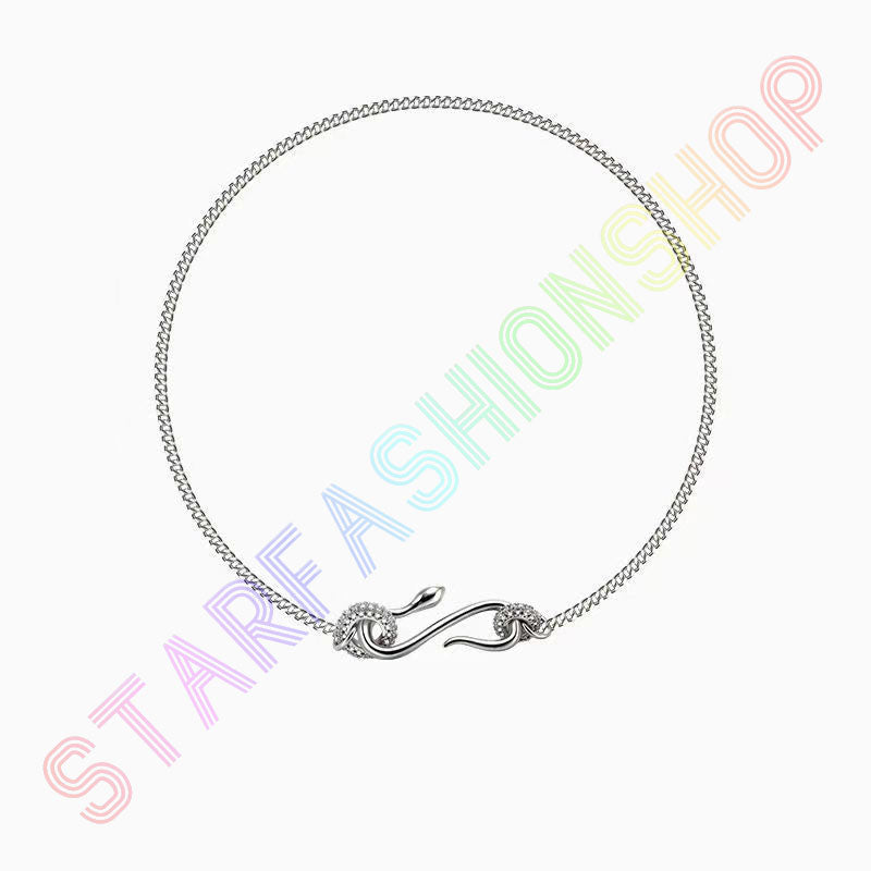 Pendant Necklaces Individualized Small Crowd Trend Cool Full Diamond Ring Snake Necklace Neutral Simple Collar Neck Chain Fashion Trend