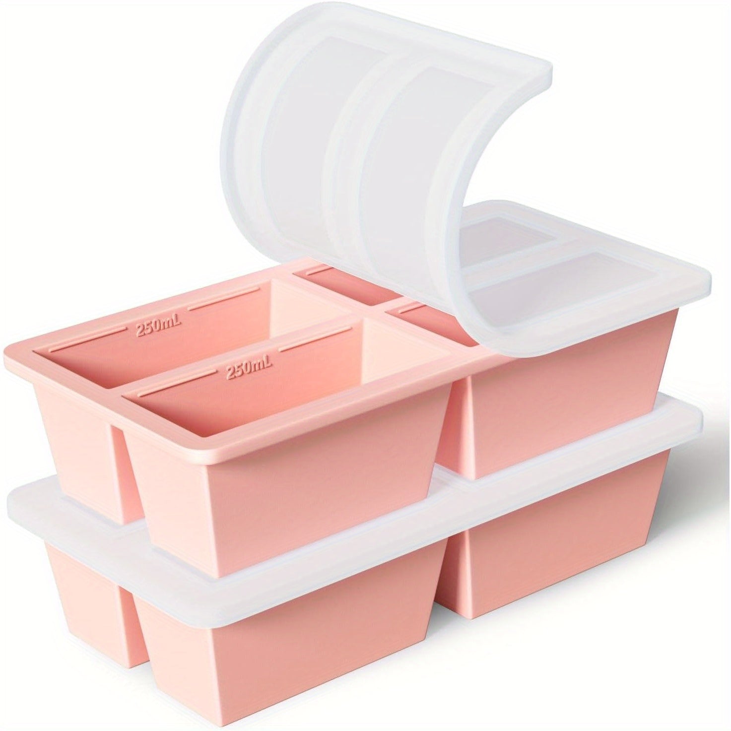 TEMU Gentle Care | Pink Silicone Freezer Tray For Sauce Cubes & Soup Storage - Stackable 125ml-250ml Portion Containers, Easy-release , Meal Prep &