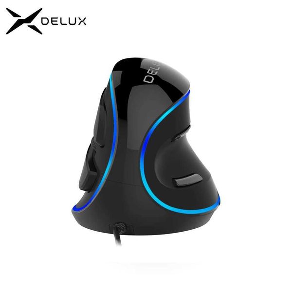Delux M618 PLUS Ergonomics Vertical Gaming Mouse 6 Buttons 4000 DPI RGB Wired-Wireless Right Hand Mice For PC Laptop ComputerT250205