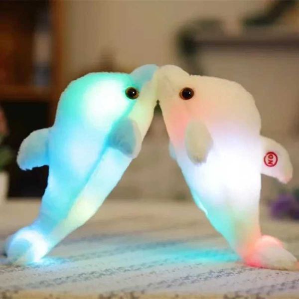 Plush Light - Up toys 32cm Colorful Glowing Dolphin Plush Toy Kawaii Luminous Plush Dolls Stuffed Doll with Led Light Cute Gift for Kids Gir