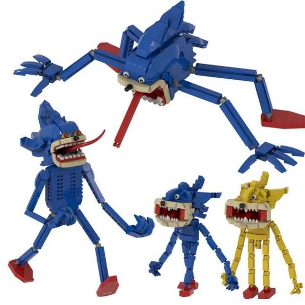 Classic animated character son model building block horror Sinf hedgehog action picture assembling building block toys birthday gift Y241203