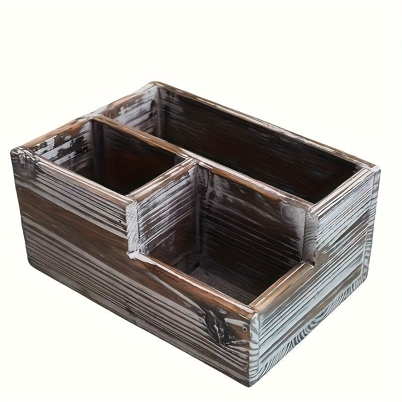 TEMU Shelf Baskets Style Pen Container Storage Box, Desktop Storage File Arrangement Wooden Product Storage Box.
