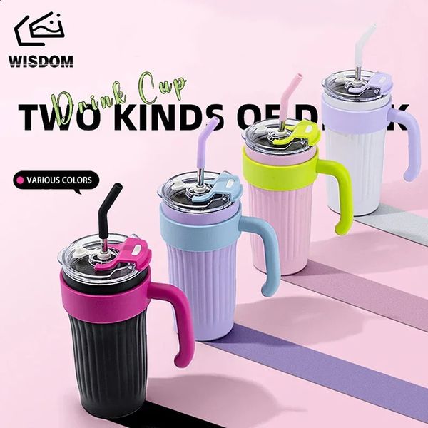 860ML coffee cup stainless steel water bottle and cold insulated travel gym vacuum flame car 240827