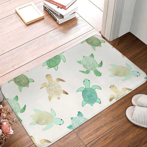 Gilded Jade Mint Turtles Anti-slip Doormat Floor Mat Durable Carpet Rug for Kitchen Entrance Home Balcony Footpad MatsM240816