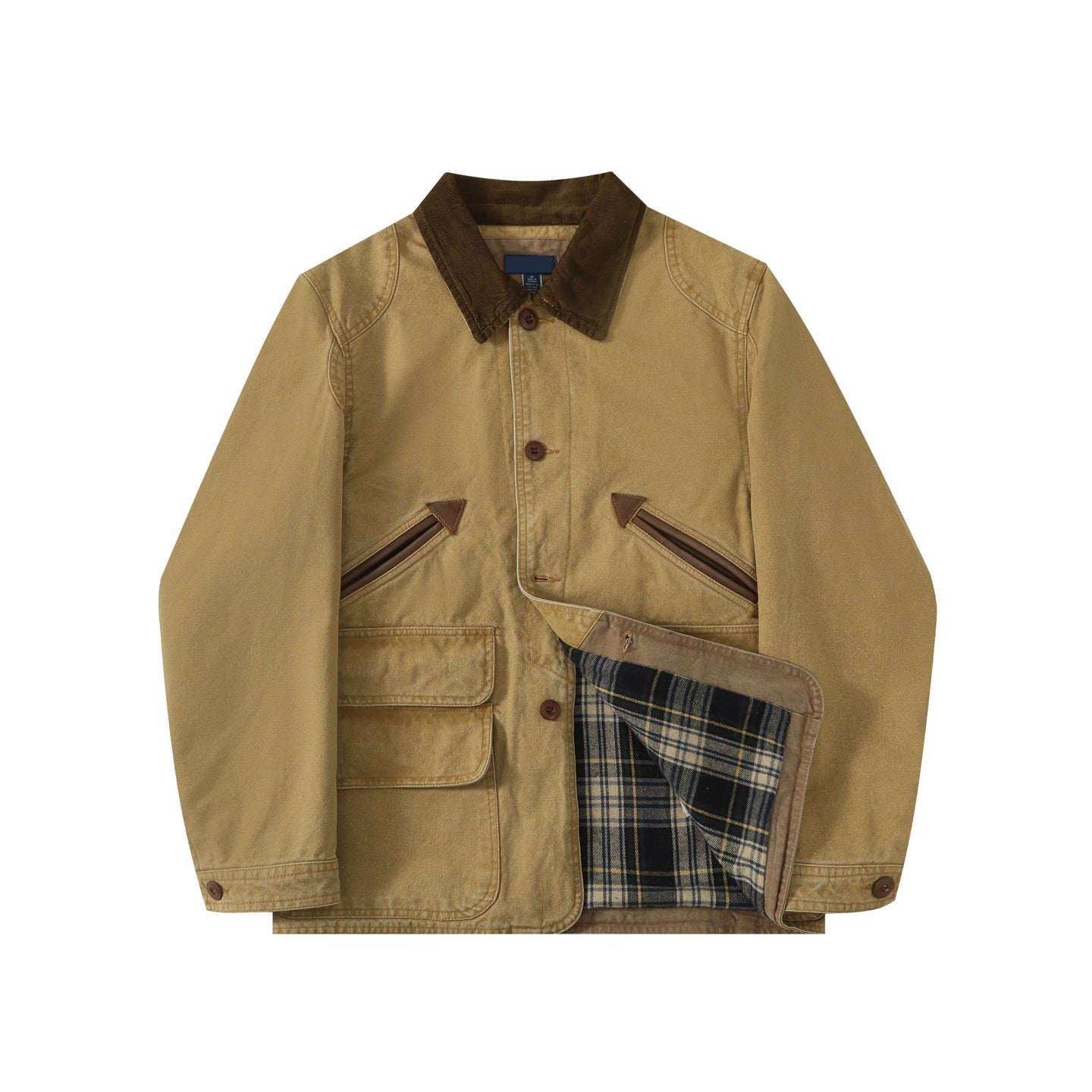 Mens Designer Small Horse Jacket British Workwear Style Lightweight Zip-Up Khaki Coat Fashion Streetwear Vintage Lapel Casual Outerwear for Men and