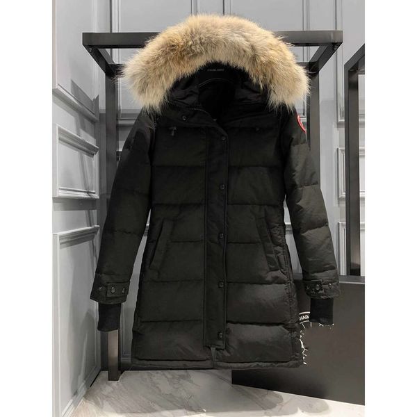 Women Designer Down Jacket Long Coat Large Pocket Fur Collar Canda Style Jacket Down Parkas Winter Thick Warm Coats Windproof Streetwear
