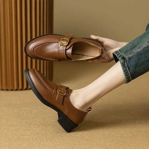 British style womens flat shoes round toe casual womens sports shoes Oxford shoes with fur pre made dress on the shoe leather Y241107
