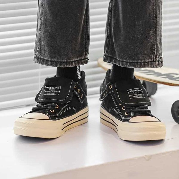 Casual high top style mens shoes New trendy designer styles Youth Outdoor Leisure Street walking Daily Office Party Black shoesC241130