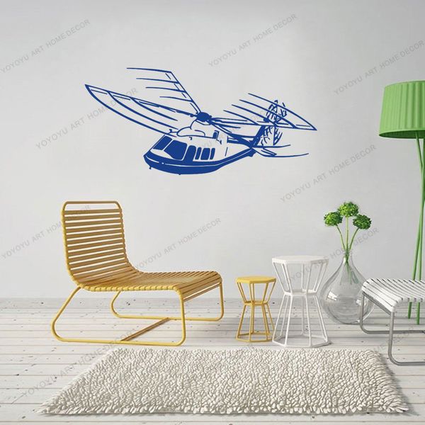 Wallpapers Large Helicopter Wall Stickers Vinyl Decal For Baby Room sticker Helicopter Wallsticker Nature Decor Bedroom Decal muraux DW9841