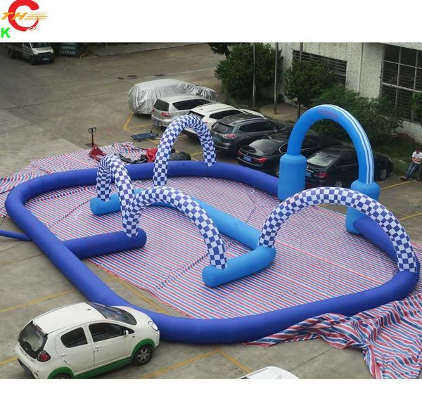 wholesale Free Ship Outdoor Activities 15x8m (50x26ft) small kids Didi Car Swing cars Inflatable Race Track Game Toys for sale-A