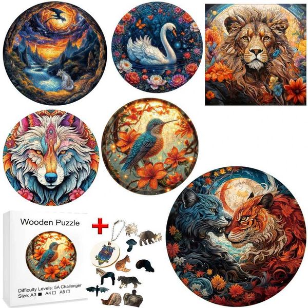 Puzzle wooden animal puzzle adult childrens toy 3D wooden puzzle animal wooden entertainment board game childrens puzzle toy X241122