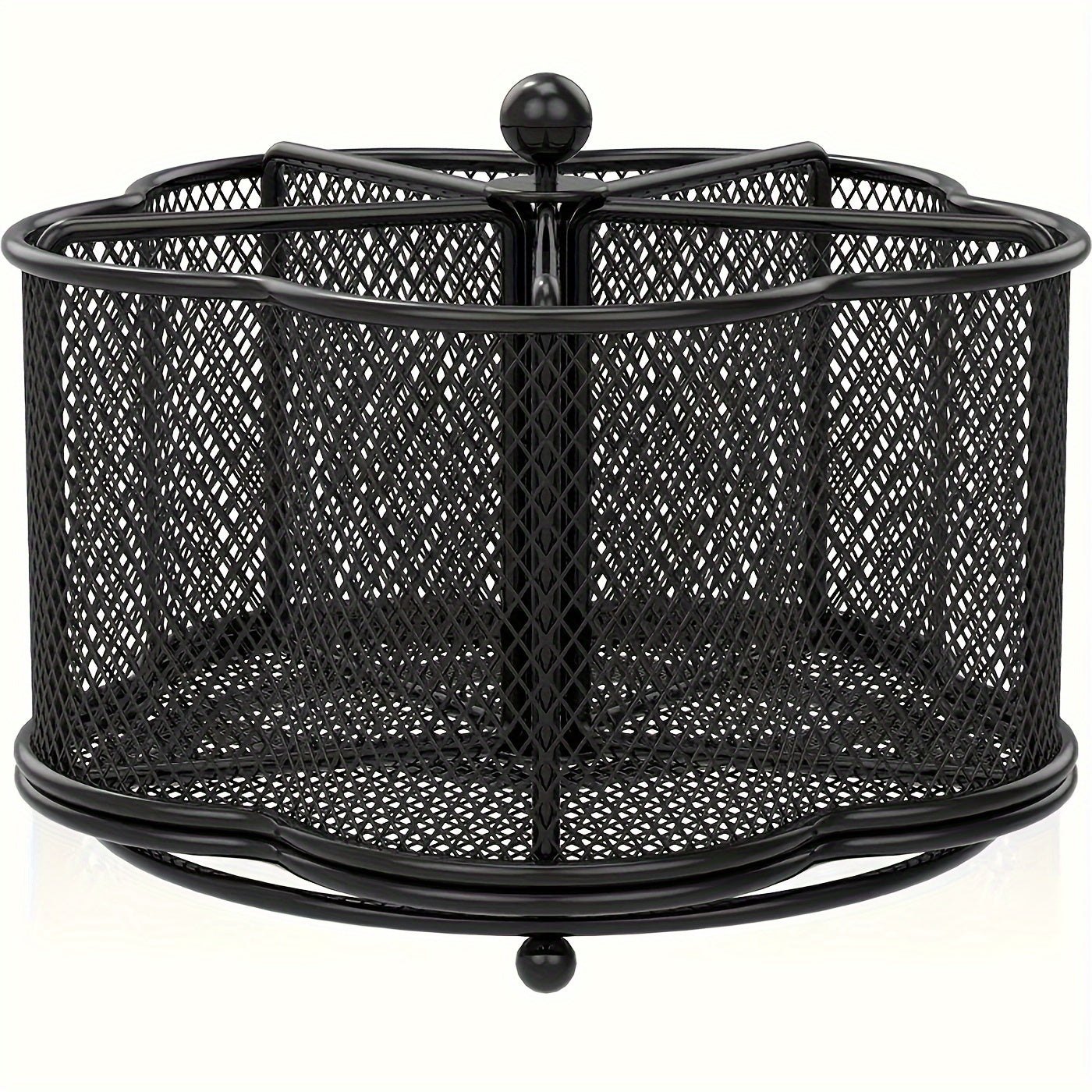 TEMU 1pc Metal Kitchen Utensil Holder, 360° Rotating Utensil Holder, Utensil Finishing Organizer With 5 Compartments, Rotatable Cutlery Holder For