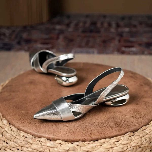 Wen Sandals Designer de luxo Sapatos Slingback Shoes Wan Point Toe H Golden Golden Red Bombas Bloco Sandalias Femini Z241207