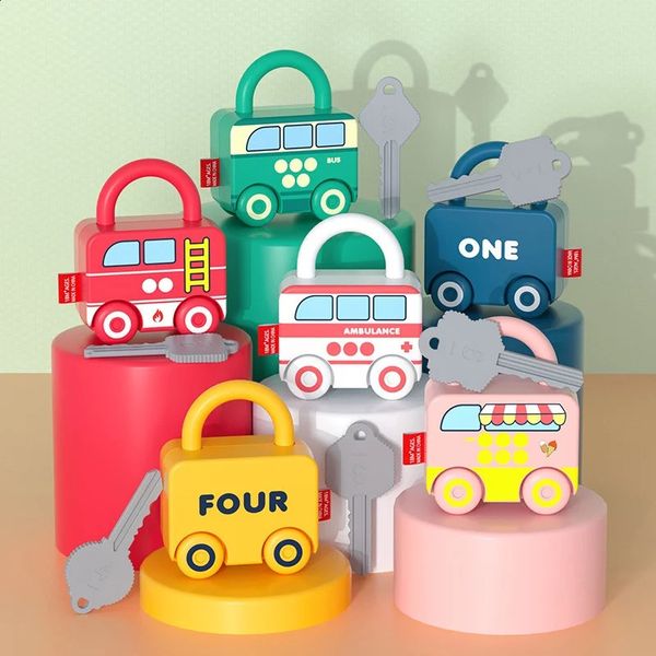 6Pcs Kids Learning Lock Unlock Car Toy with Keys Montessori Educational Toys Locks Matching Games 250116