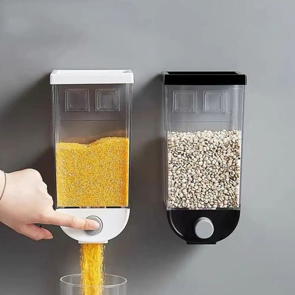 Wall Mounted Sealed Rice Storage Box Cereal Grain Container Dry Food Dispenser Grain Storage Jar Kitchen Storage Tools 240827