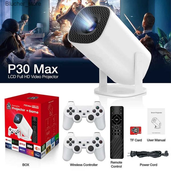 Projectors Android 11 Game Projector P30MAX Retro Video Game Consoles Dual WIFI BT5.4 1280*720P Home Cinema Outdoor Portable Projector J2411