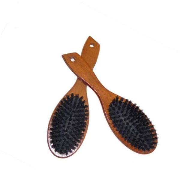Hair Brushes Natural Boar Bristle Hairbrush Mas Comb Anti-Static Scalp Paddle Brush Beech Wooden Handle Styg Tool For Dhds7