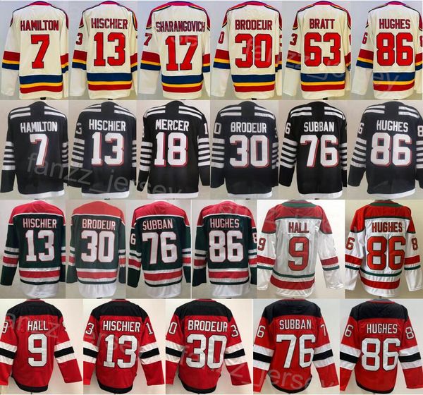 Mens Reverse Retro Hockey 7 Dougie Hamilton Jerseys 13 Nico Hischier 30 Martin Brodeur 76 PK Subban 86 Jack Hughes 9 Taylor Hall 18 Dawson M