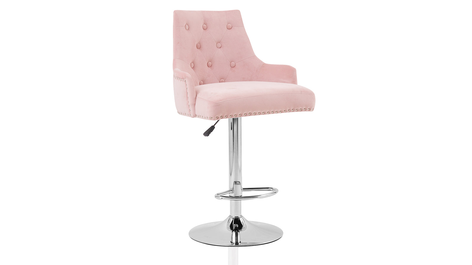 KERDOM FelixKing Bar Stools: Velvet Button Tufted Upholstered Pink