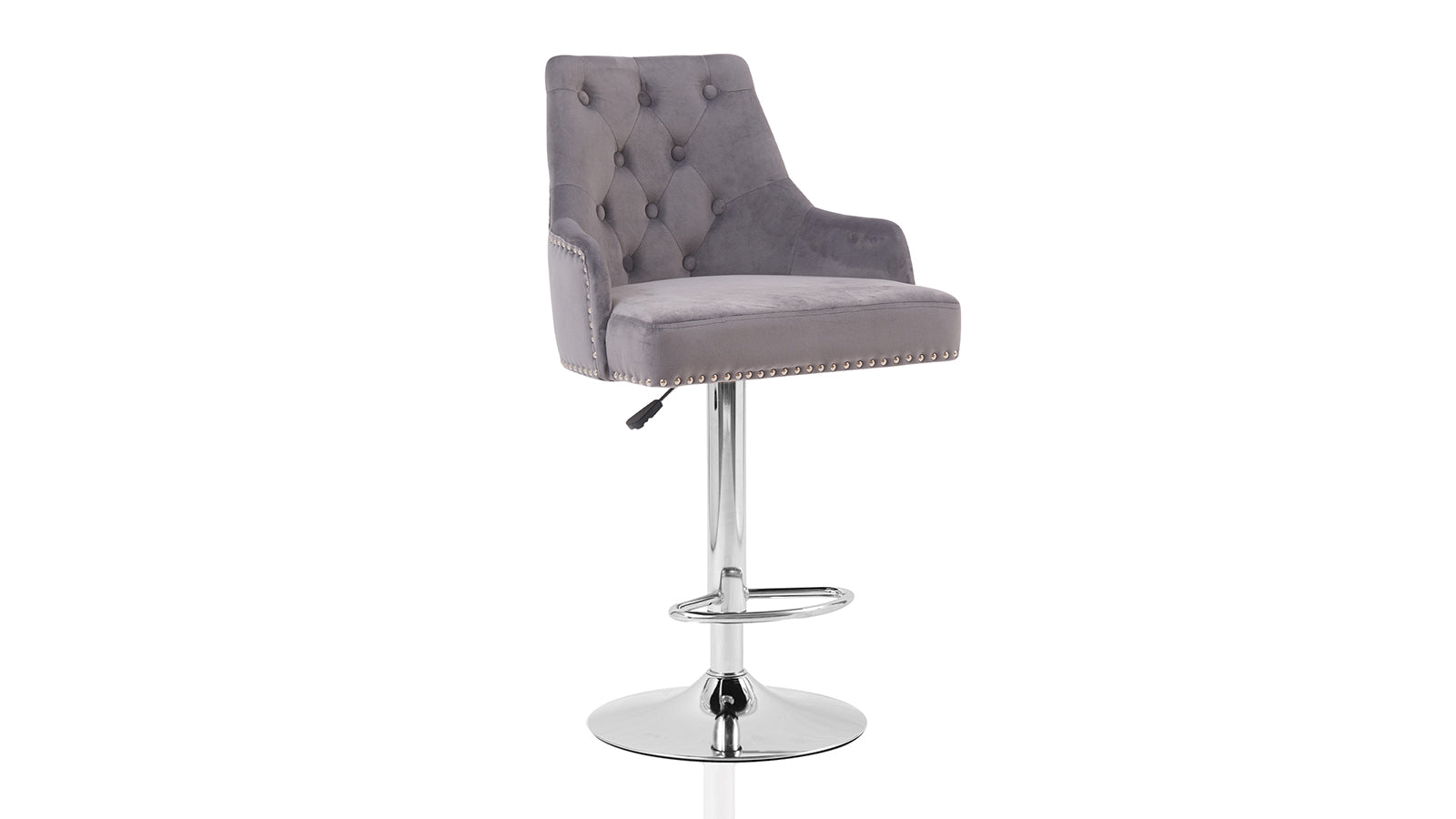 KERDOM FelixKing Bar Stools: Velvet Button Tufted Upholstered Grey