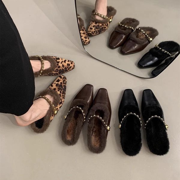 2024 FEMNING 2024 Autumninverno Novo francês Retro Plush Mary Jane Cotton Shoes Dh5727163
