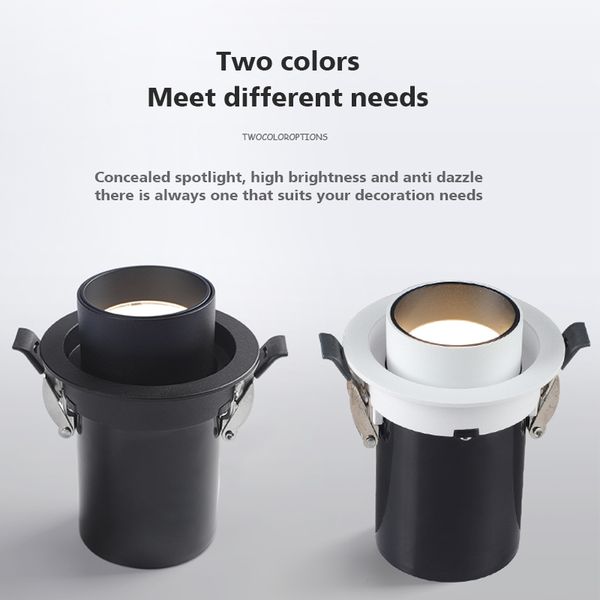 Rotatable Recessed Downlight Dimmable Ceiling Spots 7W 10W 12W 85V-265V Lamp Aluminum Fixture For Home Living Room Lighting