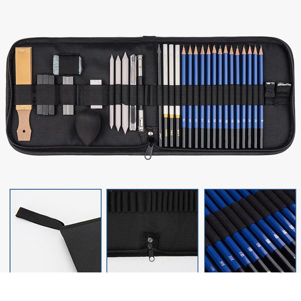 Fountain Pens 37pcs Professional Sketching Drawing Set Graphite Charcoal Pencil Kit Carrying Bag For Art Students School Painting Supplies 2