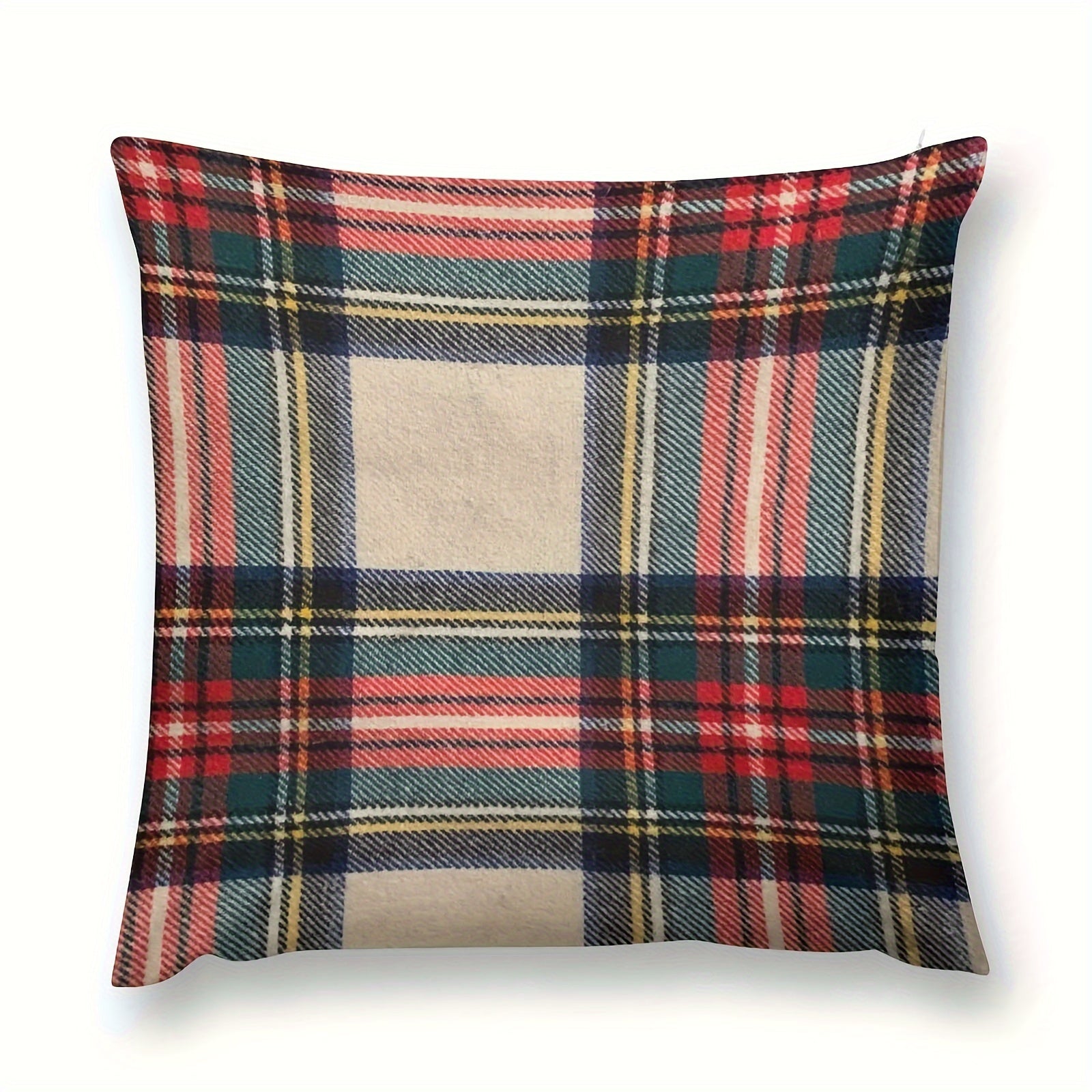 TEMU 1pc Classic Scottish Tartan Short Plush Throw Pillow Cover Home Decoration Used For Rooms Sofas Chairs Or 18x18 Inch (no Pillow )