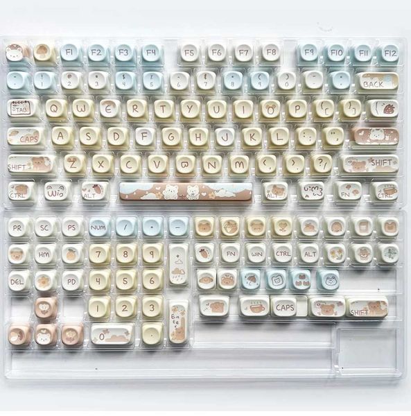 Keyboards 131 key MOA profile PBT Keyca Sublimation Mechanical Keyboard Keyca for Cherry MX Switch Profile 61-64-68-87-104-108 6.25u H241123