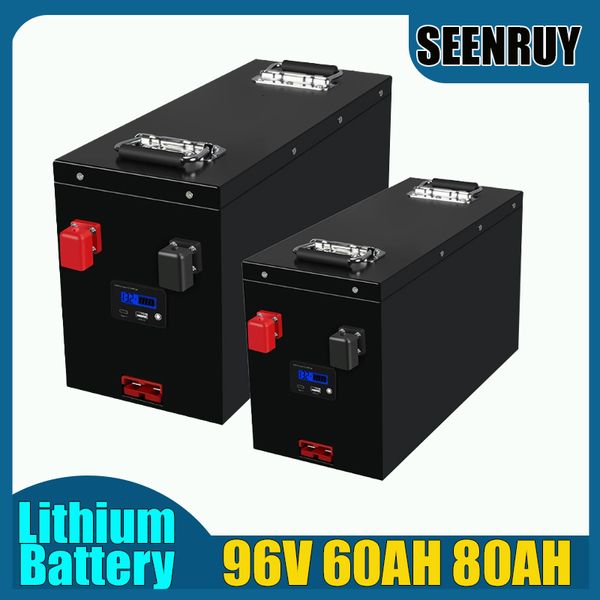 Lithium Battery 96V 60AH 80AH with BMS 50A 100A 150A for Forklift Food Truck Wheelchair RV Motorcycle Street Lights