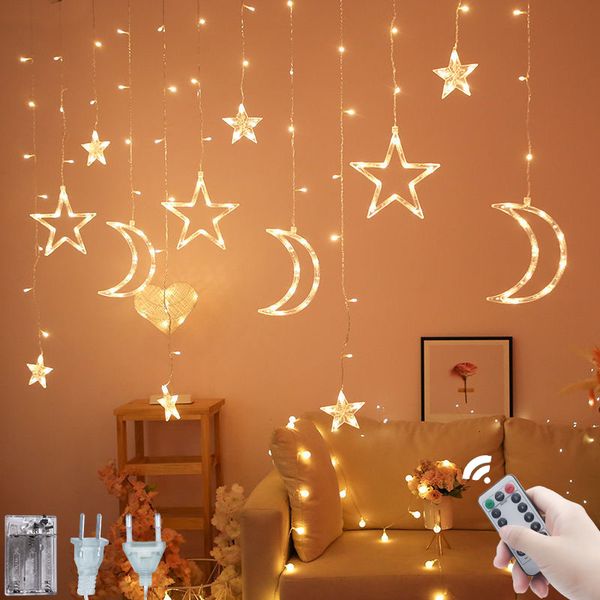 Other Event Party Supplies Star Moon Led Curtain Garland String Light EID Mubarak Ramadan Decorations for Home 2023 Islam Muslim Decor 23091