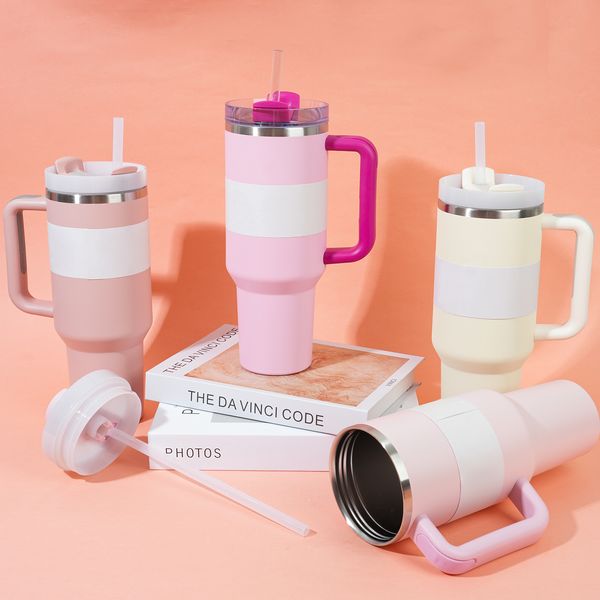 Mugs Stock 40oz Mug Tumbler With Handle Insulated Tumblers Lids Straw Stainless Steel Coffee Termos Cup JY24