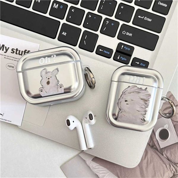 Lovely Oil Painting Puppy Mirror Earphone Case For Airpods 3 Pro 2 Shockproof Charging Cover For Airpods 1 2 Cartoon Soft Shell Y240810