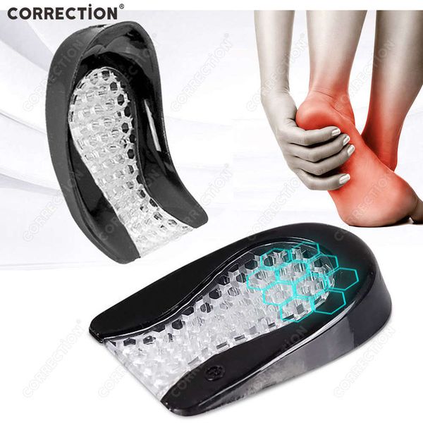 CORRECTION 1pair Soft Silicone Gel Insoles for heel spurs pain cushion Massager Half Heel Insole Pad Foot Care