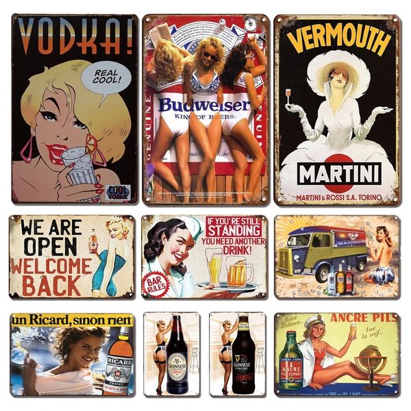 Vintage Beer Brand Poster Metal Plaque Tin Sign Vintage Bar Home Kitchen Plate Decoration Accessories Personalized Sticker 30X20cm W03