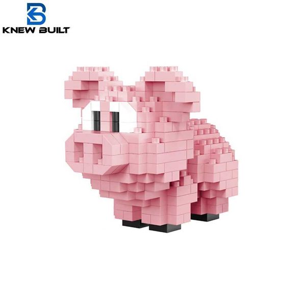 Pink Pig Puzzle Assembly Building Blocks Toys Animal Series 3D Model Micro Mini Diamond Bricks Pig Panda Hamster SnailC241231