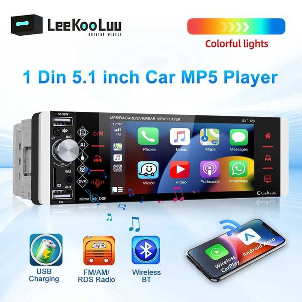 Other Electronics LeeKooLuu 1Din car stereo video player Bluetooth FM radio receiver supports USB rear camera Carplay-Android Auto J240615