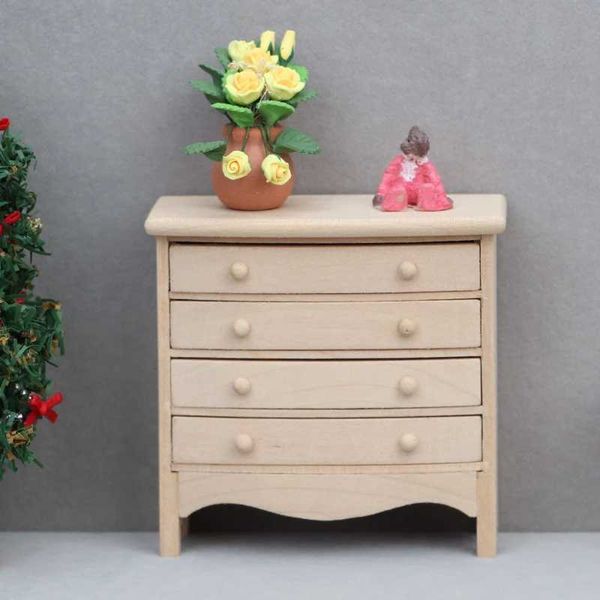 1 12 Doll House Bedroom Furniture Dollhouse Miniature Bedside Table Series Storage Cabinet Drawers Model Decor Toy Accessories Y240807