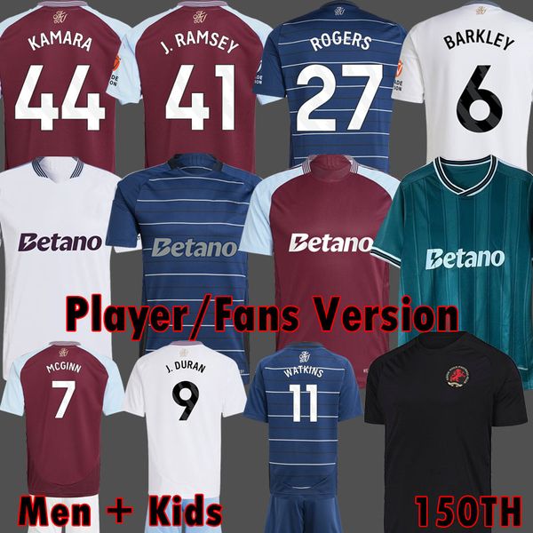 2025 150 Year Anniversary Kit Aston Soccer Jerseys 24 25 WATKINS McGINN J DURAN BARKLEY men kids 150TH football Shirts ALLIV ROGERS Uniform