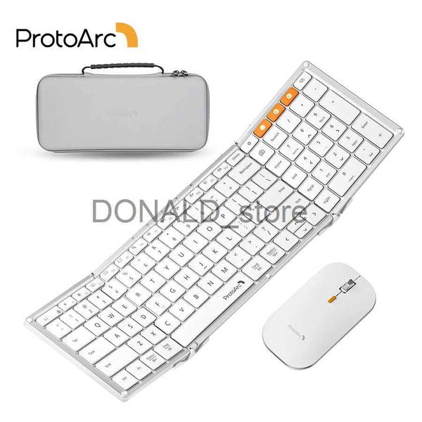 Keyboards ProtoArc XKM01 Foldable Keyboard and Mouse Combo Rechargeable Folding Bluetooth Keyboards Mice for Business Travel Laptop iPad J24