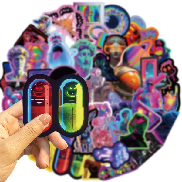 52 colorful edge cyberpunk style for decorating guitars laptops suitcases DIY waterproof stickers