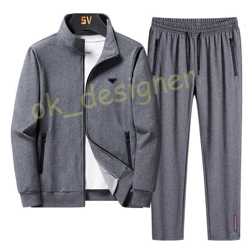 Designer Men&#039;s Tracksuits large size fall winter cardigan jacket and Joggers set solid color casual sports style sportswear set men&#039;s two-