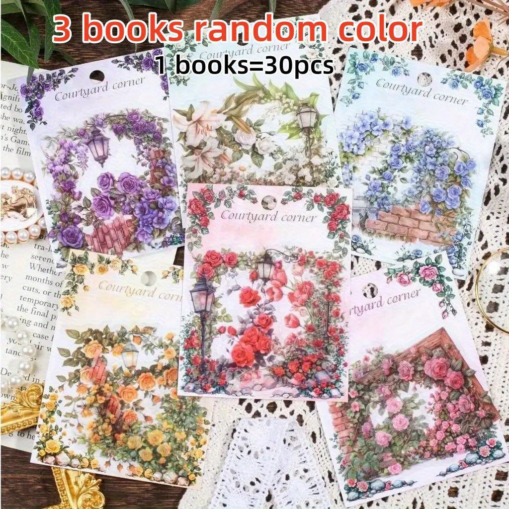 TEMU 90pcs Stickers Pet Plastic Self-adhesive Irregular Shapes For Diy Scrapbooking, Journal, Phone Case, Laptop Decoration - Vibrant Assorted Flower