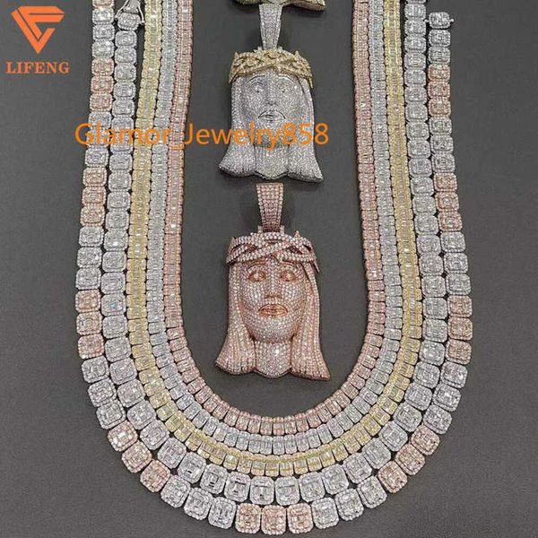 Personal 925 Sier Hand Inlaid Moissanite Diamond Hip Hop Jewelry Ice Out Rock Candy Chain Pendant Necklace