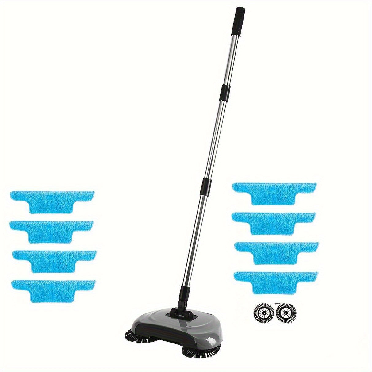 TEMU 3-in-1 Manual Floor Cleaning System | Push Broom, Mop & Dustpan Combo For Hard Floors | Plastic | Ideal For Bedrooms, Kitchens, Living Rooms |